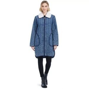 Sanctuary Modern Supply denim shacket medium Blue wash denim Sherpa collar